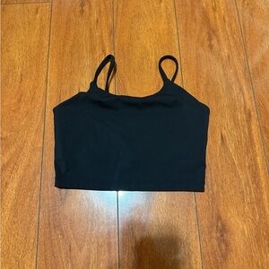 ADANOLA  Black Cropped Tank Top with Thin Straps
